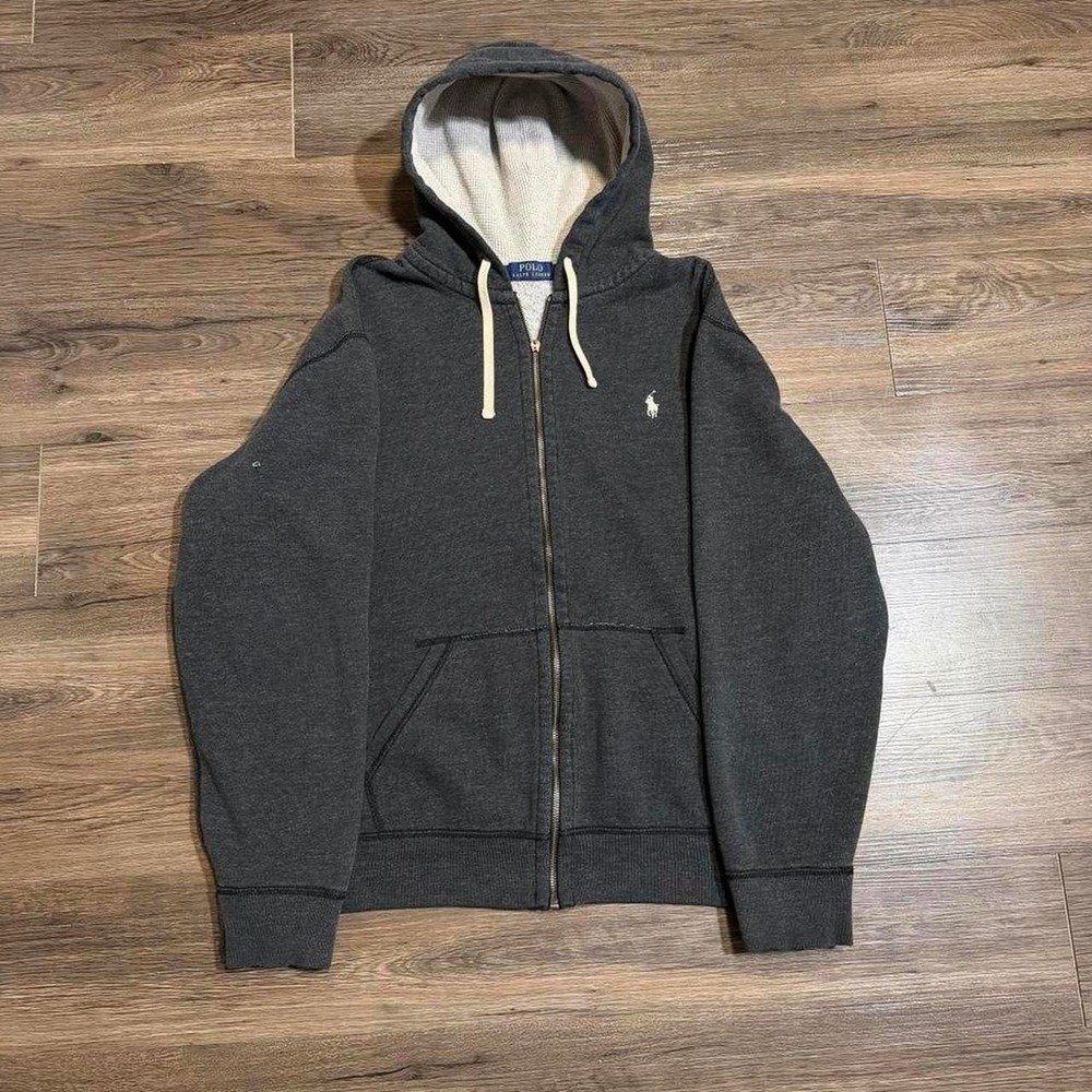 Polo Ralph Lauren grey zip up thermal hoodie men's Size XL casual streetwear